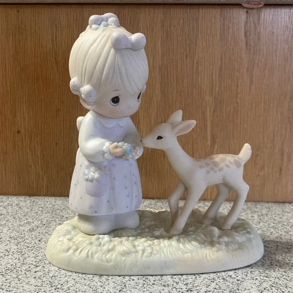 Sweet Girl and Deer Figurine - Picture 1 of 1